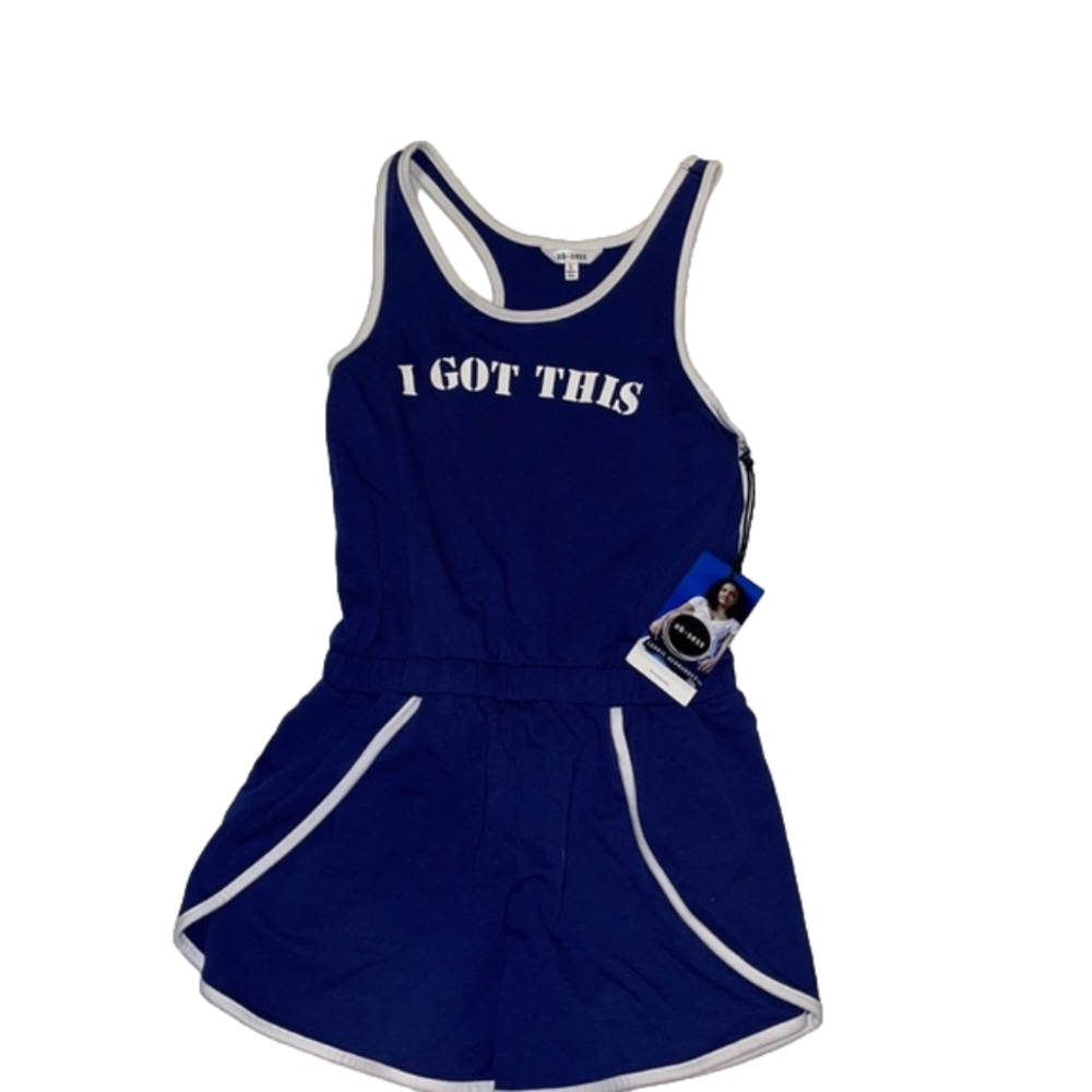 Ob.sess graphic I got this romper navy blue &White 1 piece Med NWT